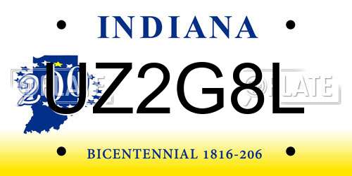 UZ2G8L Indiana License Plate