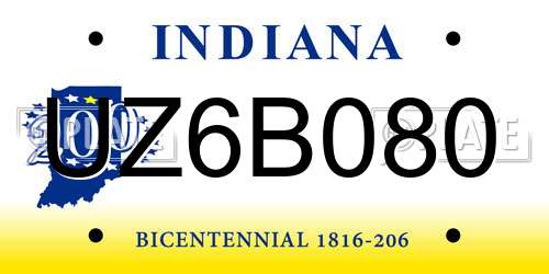 UZ6B080 Indiana License Plate