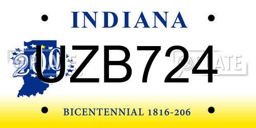 UZB724 Indiana License Plate