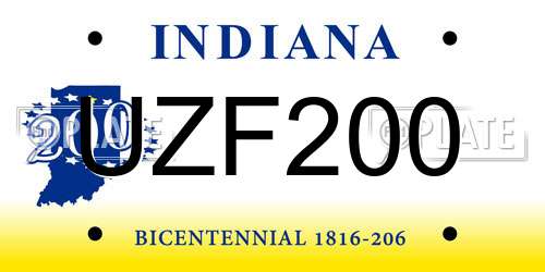 UZF200 Indiana License Plate
