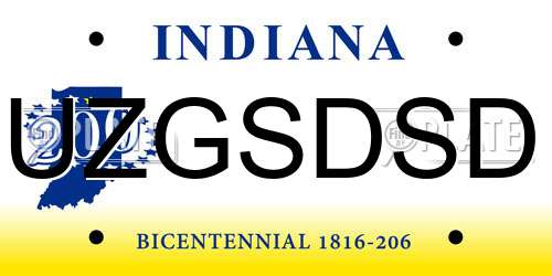 UZGSDSD Indiana License Plate