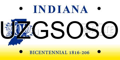 UZGSOSO Indiana License Plate