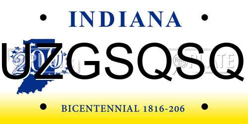 UZGSQSQ Indiana License Plate