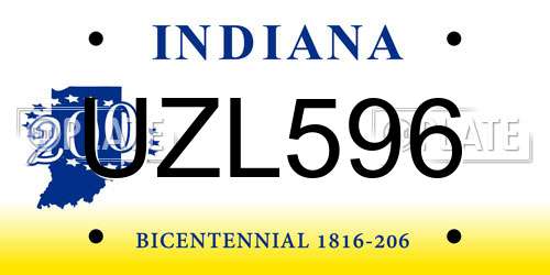 UZL596 Indiana License Plate