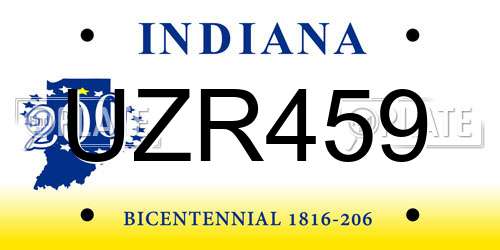 UZR459 Indiana License Plate