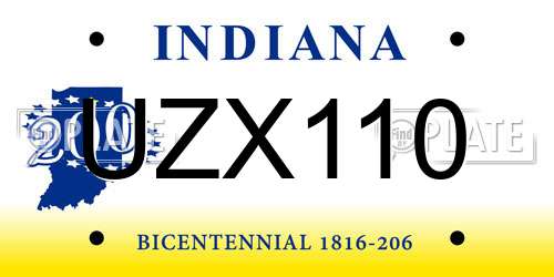 UZX110 Indiana License Plate