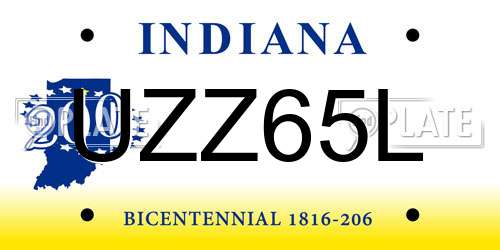 UZZ65L Indiana License Plate