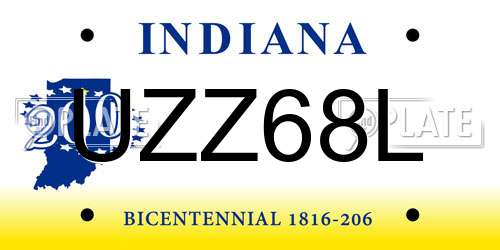 UZZ68L Indiana License Plate