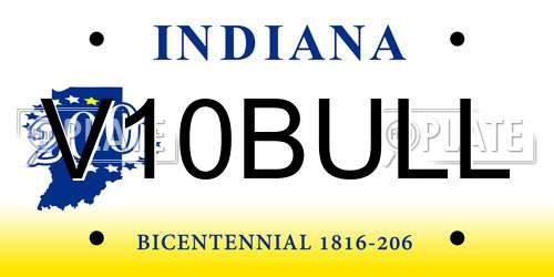 V10BULL Indiana License Plate