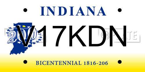 V17KDN Indiana License Plate