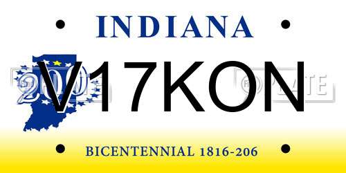 V17KON Indiana License Plate