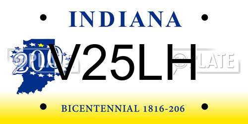 V25LH Indiana License Plate