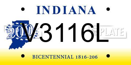V3116L Indiana License Plate