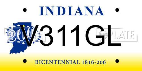 V311GL Indiana License Plate