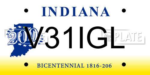 V31IGL Indiana License Plate