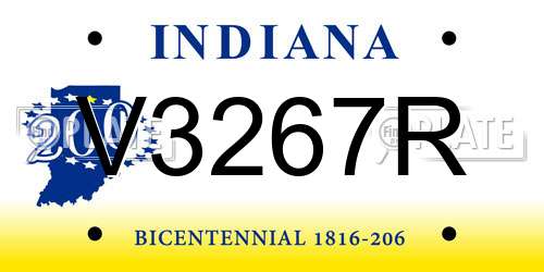 V3267R Indiana License Plate