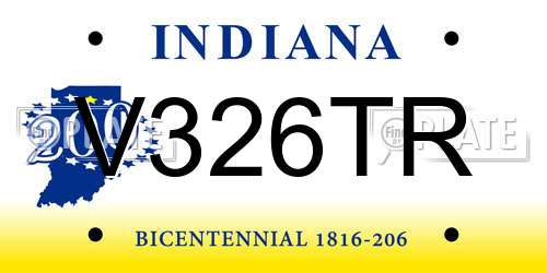 V326TR Indiana License Plate