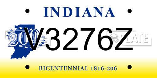 V3276Z Indiana License Plate