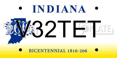 V32TET Indiana License Plate