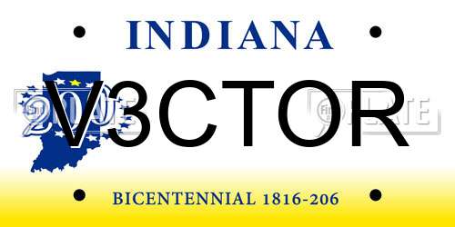 V3CTOR Indiana License Plate