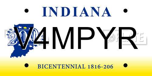 V4MPYR Indiana License Plate