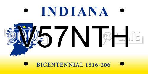 V57NTH Indiana License Plate
