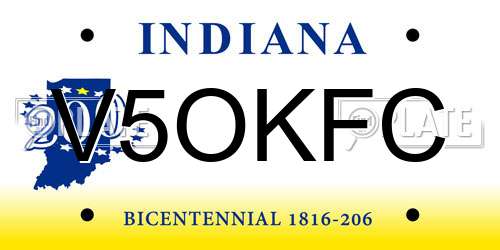 V5OKFC Indiana License Plate