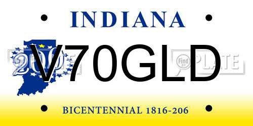 V70GLD Indiana License Plate