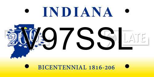 V97SSL Indiana License Plate