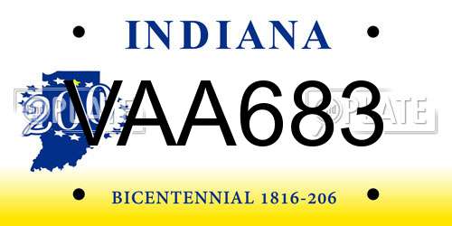 VAA683 Indiana License Plate