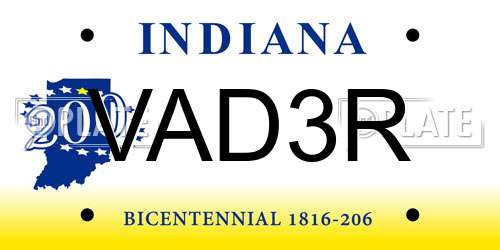 VAD3R Indiana License Plate