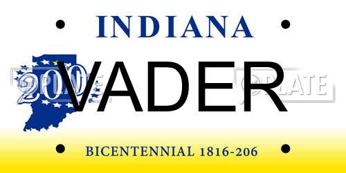 VADER Indiana License Plate