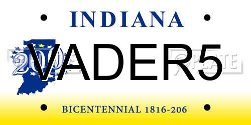 VADER5 Indiana License Plate