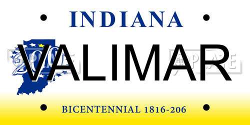 VALIMAR Indiana License Plate