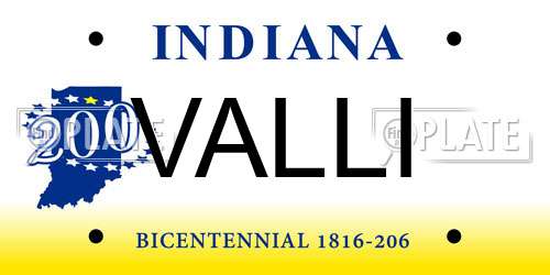 VALLI Indiana License Plate