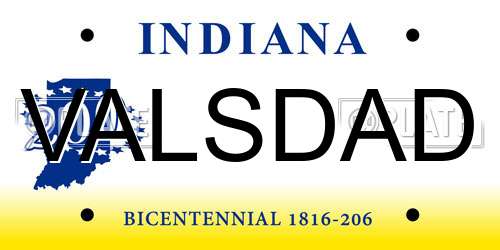 VALSDAD Indiana License Plate