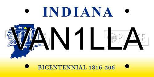 VAN1LLA Indiana License Plate