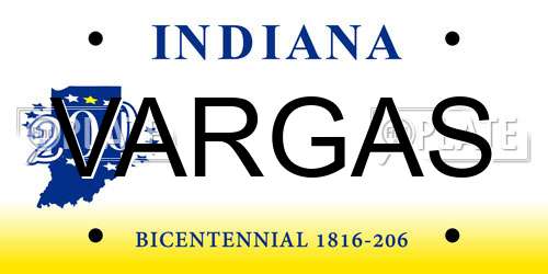 VARGAS Indiana License Plate