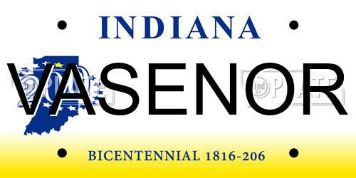 VASENOR Indiana License Plate
