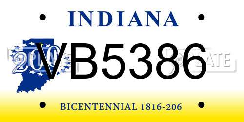 VB5386 Indiana License Plate