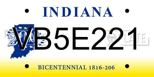 VB5E221 Indiana License Plate