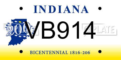 VB914 Indiana License Plate