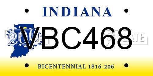 VBC468 Indiana License Plate