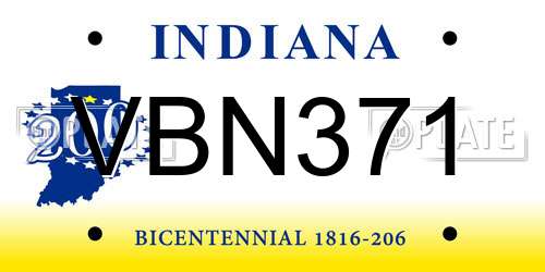 VBN371 Indiana License Plate