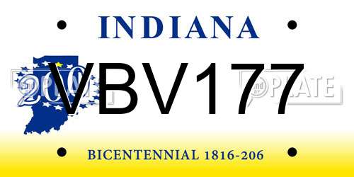 VBV177 Indiana License Plate