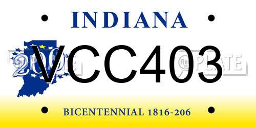 VCC403 Indiana License Plate
