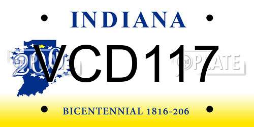 VCD117 Indiana License Plate