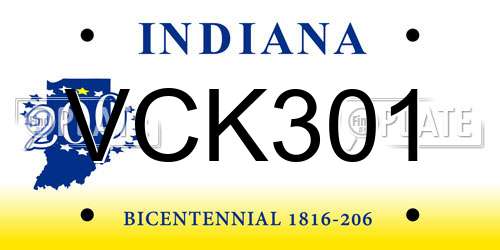 VCK301 Indiana License Plate
