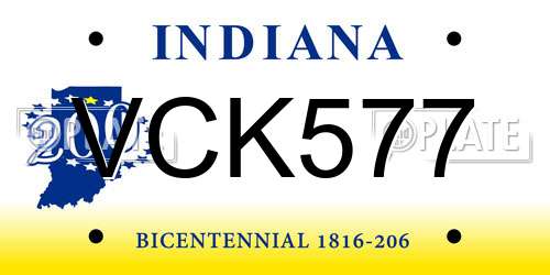 VCK577 Indiana License Plate
