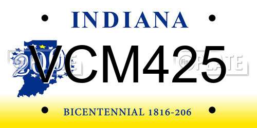 VCM425 Indiana License Plate